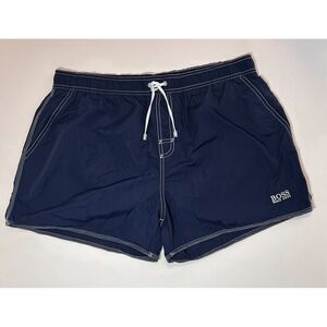 Hugo Boss Lobster Swim Shorts Trunks Mens XXL Dark Blue Stitch Mesh Lined Preppy